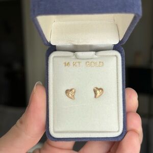 Dainty 14k gold heart earrings